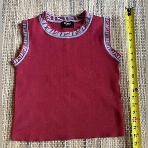 Fendi Burgundy Tank Top with Light Blue Logo Trim